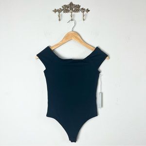 NEW Everlane The Off the Shoulder Bodysuit in Black Size Extra Small XS